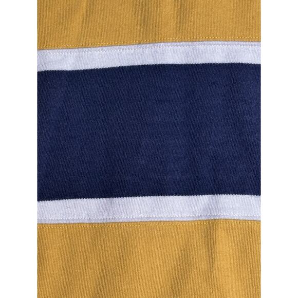 Vtg Y2K Rugby Shirt Mens XXL Yellow Navy Stripe Preppy Cotton Classic Pullover - Picture 7 of 16